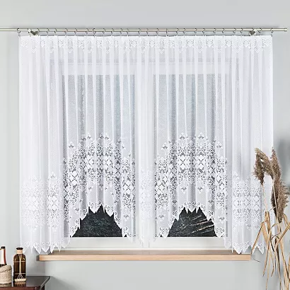 Firanka żakardowa gotowa na żabki NADIA 400x160 biała
