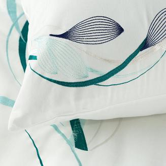 Pościel haftowana HAFT1 160x200 Eurofirany liście biała