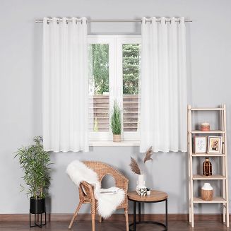Zasłona gotowa na przelotkach BASIC 145x170 półprzezroczysta biała