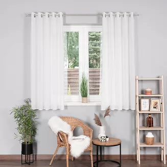 Zasłona gotowa na przelotkach BASIC 145x170 półprzezroczysta biała