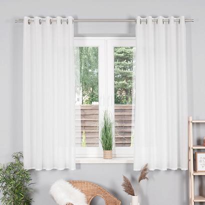 Zasłona gotowa na przelotkach BASIC 145x170 półprzezroczysta biała