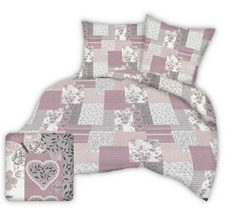 Pościel z kory 200x220 różowa patchwork serca motyle kwiaty