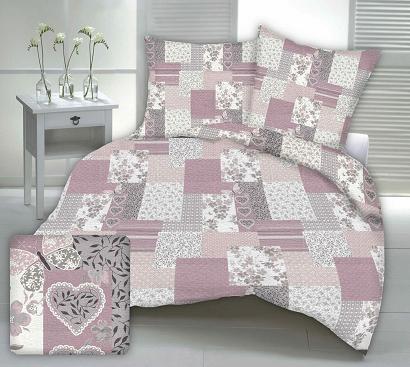 Pościel z kory 200x220 różowa patchwork serca motyle kwiaty