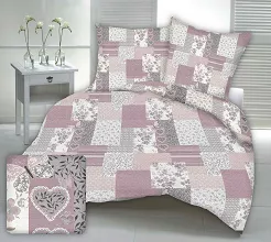 Pościel z kory 200x220 różowa patchwork serca motyle kwiaty