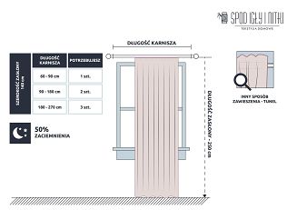 Zasłona gotowa na taśmie VIVA 140x270 półzaciemniająca musztardowa