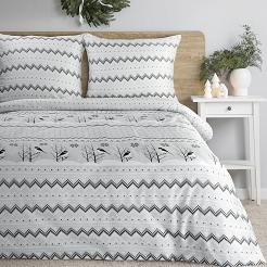 Komplet pościeli świąteczny TASHA 220x200 Eurofirany biały stalowy zygzak sikorki
