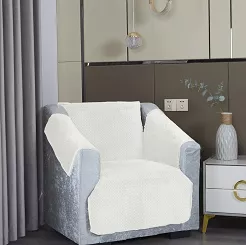 Narzuta dekoracyjna na fotel MAYA 80x160 welurowa pikowana kremowa