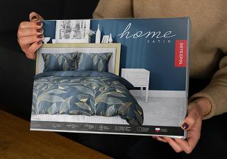 Pościel satynowa 200x220 granatowa złota kwiaty