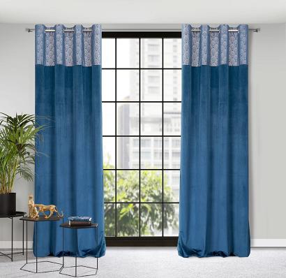 Zasłona gotowa na przelotkach AGNES 140x250 Design91 granatowo/złota