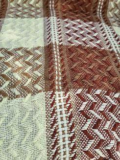 Komplet dekoracyjny narzuta 170x205 + 2x 60x170 terakota kremowa krata