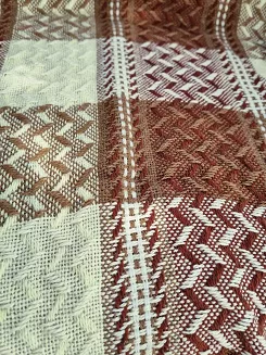 Komplet dekoracyjny narzuta 170x205 + 2x 60x170 terakota kremowa krata