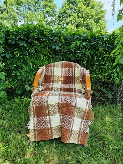 Komplet dekoracyjny narzuta 170x205 + 2x 60x170 terakota kremowa krata