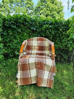 Komplet dekoracyjny narzuta 170x205 + 2x 60x170 terakota kremowa krata