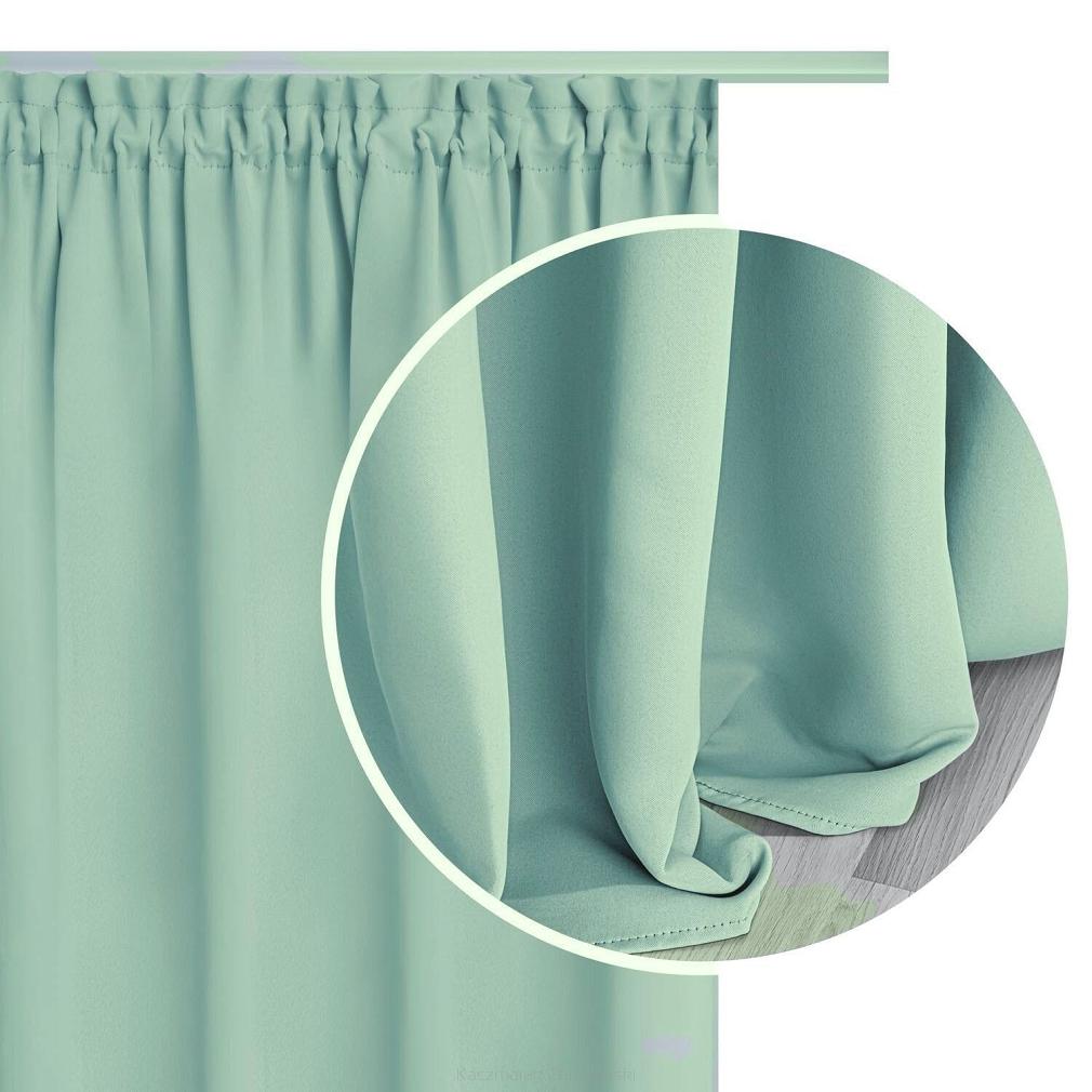 Błękitno Miętowa  Zasłona Zaciemniająca Na Taśmie Blackout 140x270 HOLD