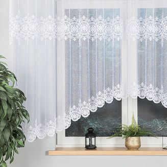 Firanka żakardowa gotowa na żabki ŻANETA 550x155 biała