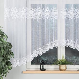 Firanka żakardowa gotowa na żabki ŻANETA 550x155 biała