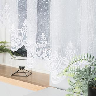 Firanka żakardowa gotowa na żabki ŻANETA 550x155 biała