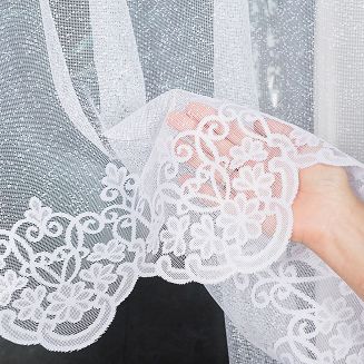Firanka żakardowa gotowa na żabki ŻANETA 550x155 biała