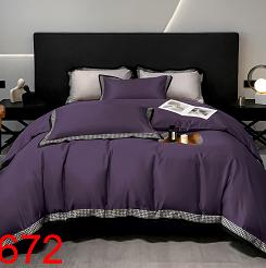 Pościel 160x200 jednobarwna oberżyna wzorzysta plisa falbana