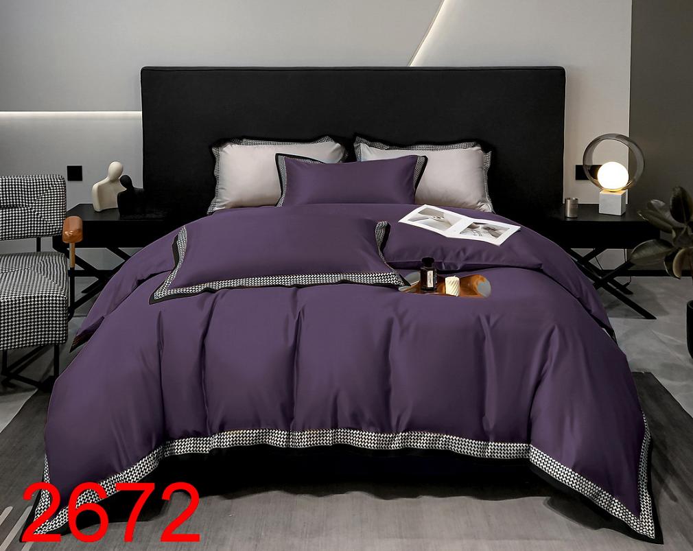 Pościel 160x200 jednobarwna oberżyna wzorzysta plisa falbana