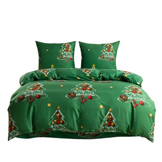 Pościel świąteczna 220x200 zielona choinki