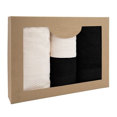 Komplet ręczników 4 częściowy Solano Darymex Kremowy + Czarny