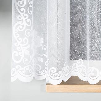 Firanka żakardowa gotowa na żabki FUKSJA 400x160 biała