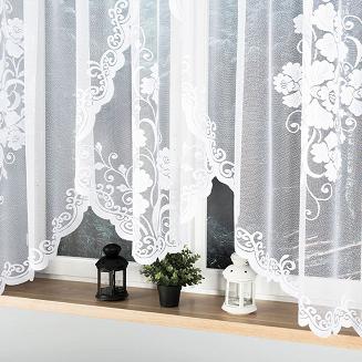 Firanka żakardowa gotowa na żabki FUKSJA 400x160 biała