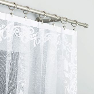 Firanka żakardowa gotowa na żabki FUKSJA 400x160 biała