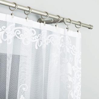 Firanka żakardowa gotowa na żabki FUKSJA 400x160 biała