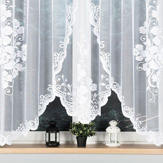 Firanka żakardowa gotowa na żabki FUKSJA 400x160 biała