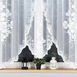 Firanka żakardowa gotowa na żabki FUKSJA 400x160 biała