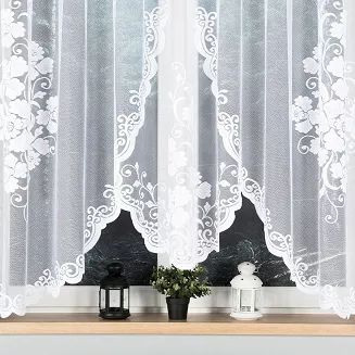 Firanka żakardowa gotowa na żabki FUKSJA 400x160 biała