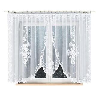 Firanka żakardowa gotowa na żabki FUKSJA 400x160 biała