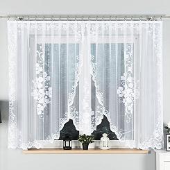 Firanka żakardowa gotowa na żabki FUKSJA 400x160 biała