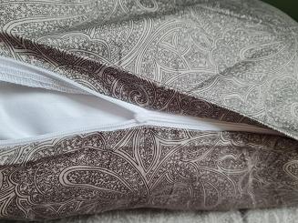 Pościel satynowa 160x200 beżowa czarna ornamenty paisley