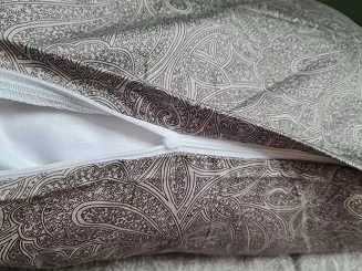 Pościel satynowa 160x200 beżowa czarna ornamenty paisley