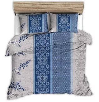 Pościel z kory 220x200 granatowe szare pionowe pasy