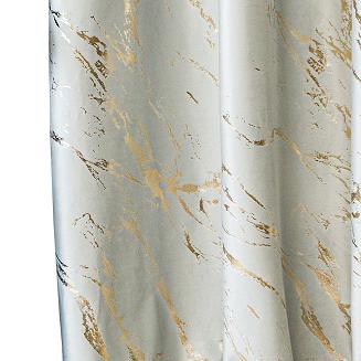 Zasłona gotowa na taśmie MARMA 140x250 pastelowy szary ze złotym nadrukiem