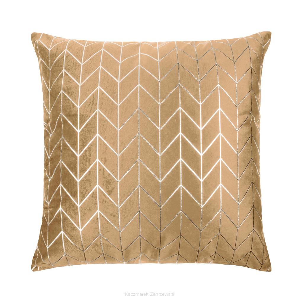 Poszewka dekoracyjna NORD 45x45 welurowa musztardowa geometria