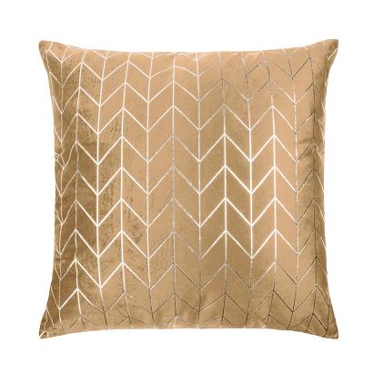 Poszewka dekoracyjna NORD 45x45 welurowa musztardowa geometria