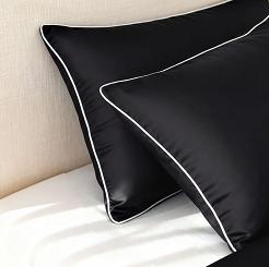 Poszewka bambusowa 40x40 czarna z białą bizą