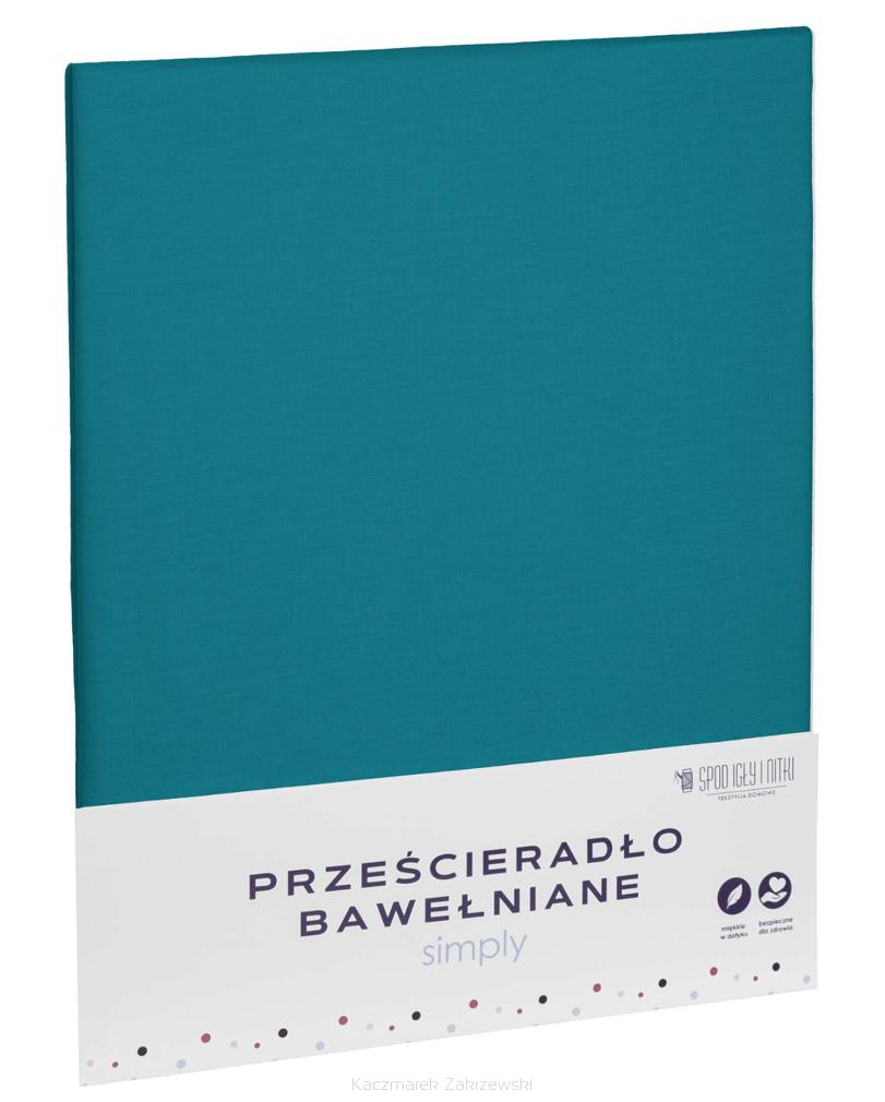 Prześcieradło bawełniane bez gumki SIMPLY 200x220 turkusowe