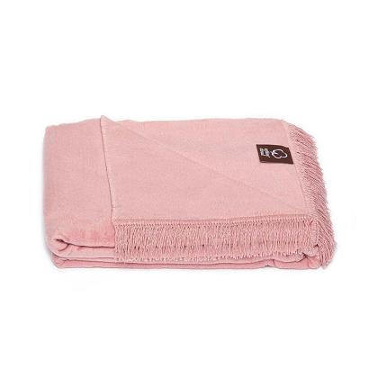 Koc bawełniano-akrylowy 150x200 pudrowy róż