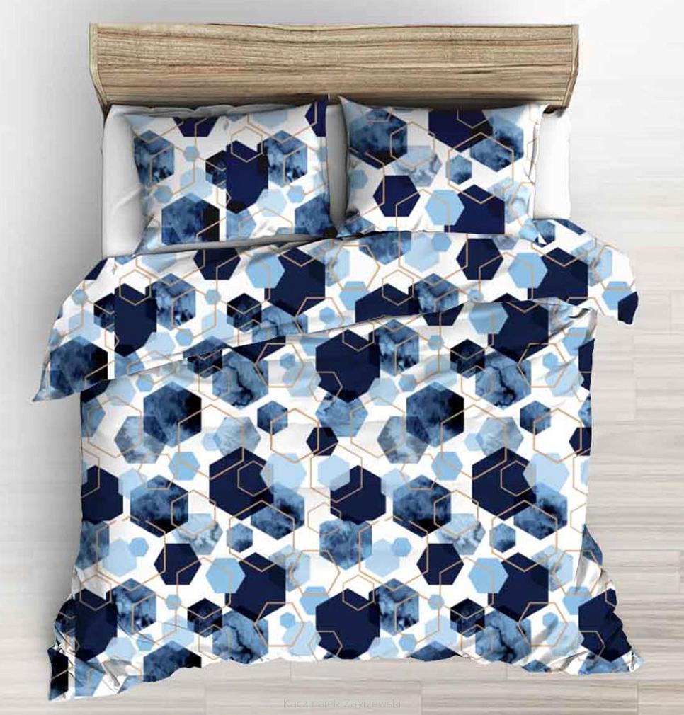 Pościel z kory 160x200 granatowa biała geometria