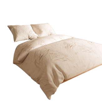 Komplet pościeli z bawełny satynowej GRAVIRA 160x200 kremowa beżowa subtelna fantazja