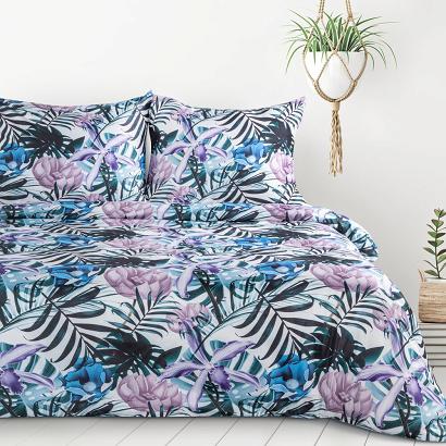 Pościel  MALIBU 160x200 Design91 wzór egzotyczne liście i kwiaty
