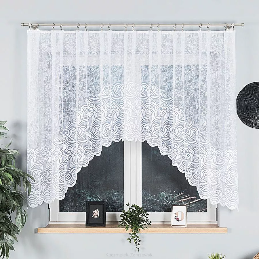 Firanka żakardowa gotowa na żabki KINGA 300x140 biała
