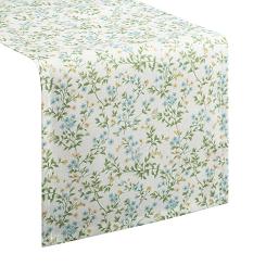 Bieżnik dekoracyjny wodoodporny TARA 40x140 Eurofirany kremowy zielony niezapominajki