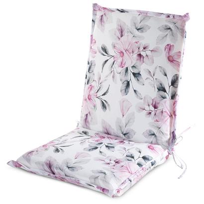 Poduszka na krzesło wodoodporna GARDEN 45x90x3 ogrodowa biała zdobiona roślinnym wzorem